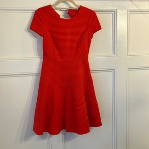 Tomato red cap sleeve fit and flare Eliza J dress